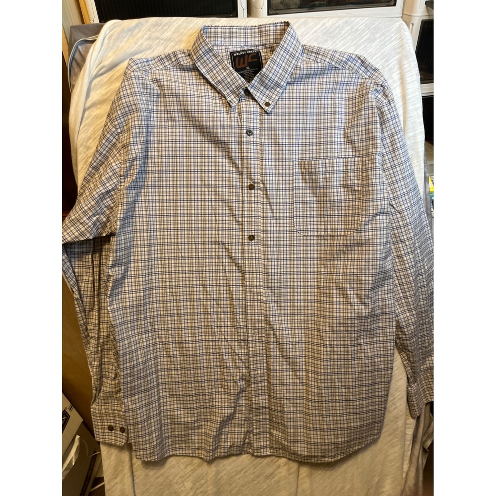 WALNUT CREEK Mens XL‎ Plaid Long Sleeve Button Down Shirt 60 Cotton 40 Polyester